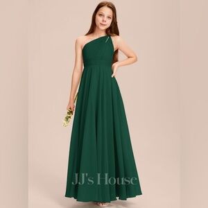 JJ’s House A-line One Shoulder Floor-Length Chiffon Junior Bridesmaid Dress